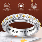 925 Silvery Women's Floral Ring 'You Are My Sunshine'
