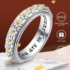 925 Silvery Women's Floral Ring 'You Are My Sunshine'