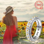 925 Silvery Women's Floral Ring 'You Are My Sunshine'