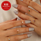 S925 Sterling Silver Heart Ring 18K Golden Plated CZ Jewelry for Women