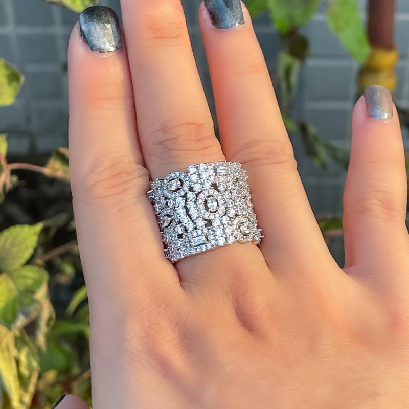 Vintage Large Zirconia Engagement Ring for Brides