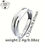 925 Silver Adjustable Wave Ring Symbolizing Endless Love