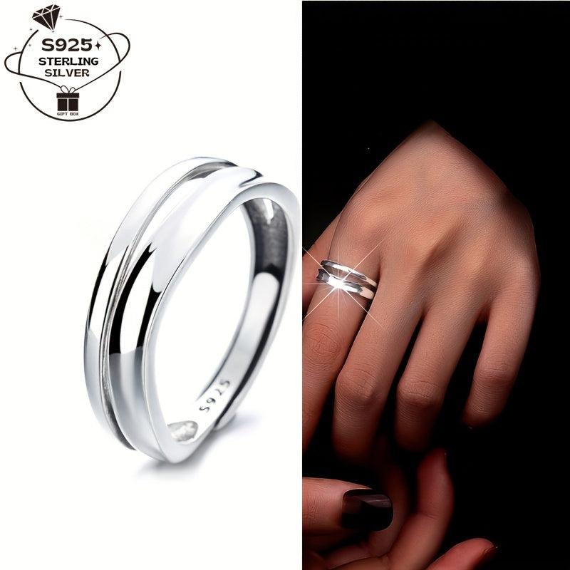 925 Silver Adjustable Wave Ring Symbolizing Endless Love