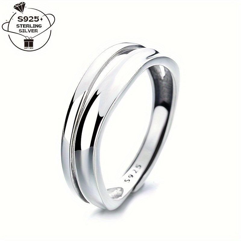 925 Silver Adjustable Wave Ring Symbolizing Endless Love