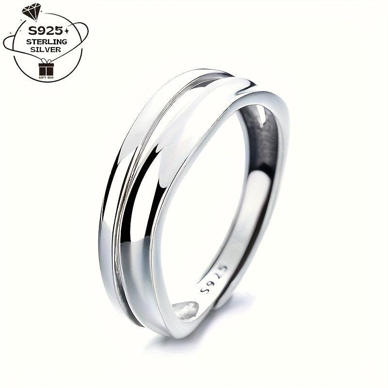 925 Silver Adjustable Wave Ring Symbolizing Endless Love