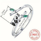 S925 Silver Porcelain Panda Ring Casual Wear