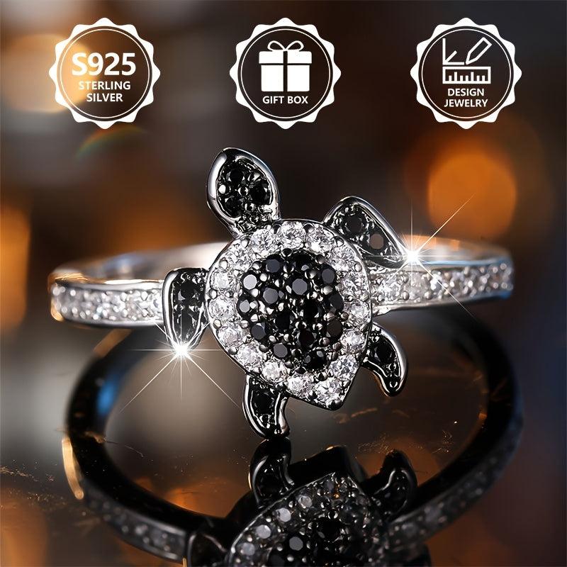 Vintage Style Silver Ring with Turtle Design