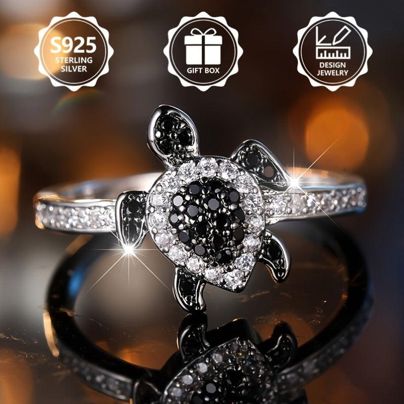 Vintage Style Silver Ring with Turtle Design