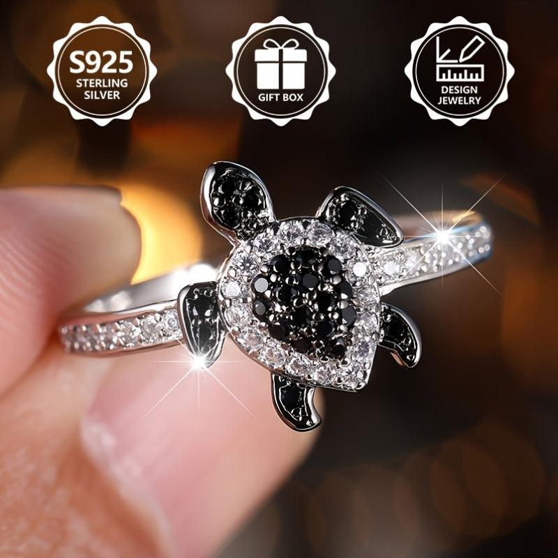 Vintage Style Silver Ring with Turtle Design