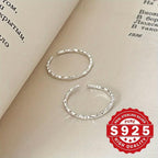 S925 Pure Silver Open Ring with Textured Band for Women