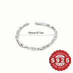 S925 Pure Silver Open Ring with Textured Band for Women