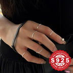 S925 Pure Silver Open Ring with Textured Band for Women