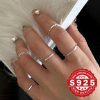 S925 Pure Silver Open Ring with Textured Band for Women