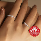 S925 Pure Silver Open Ring with Textured Band for Women