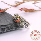 925 Silver Dragonfly Sunflower Ring Vintage Women's Anniversary