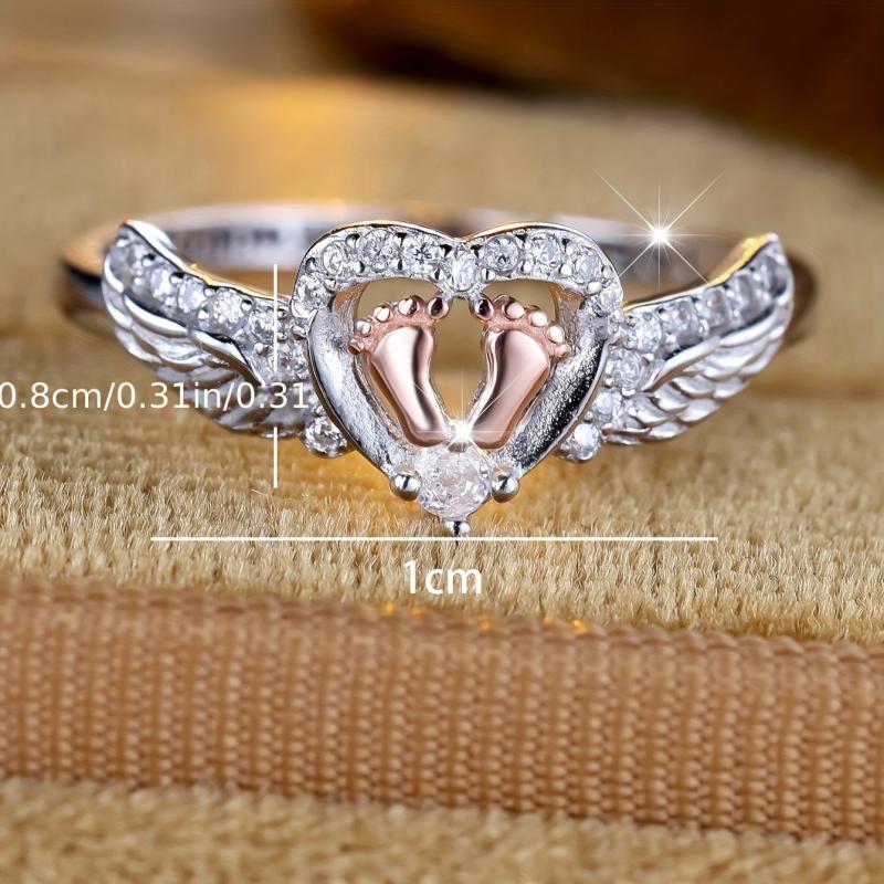 S925 Sterling Silver Two-tone Electroplated Heart Mom's Ring for Women