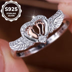 S925 Sterling Silver Two-tone Electroplated Heart Mom's Ring for Women