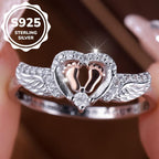 S925 Sterling Silver Two-tone Electroplated Heart Mom's Ring for Women
