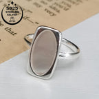 925 Silver Adjustable Ring Faux Jade Inlay Lightweight for Weddings