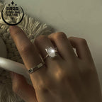 925 Silver Adjustable Ring Faux Jade Inlay Lightweight for Weddings