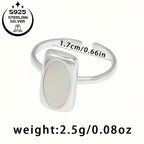 925 Silver Adjustable Ring Faux Jade Inlay Lightweight for Weddings