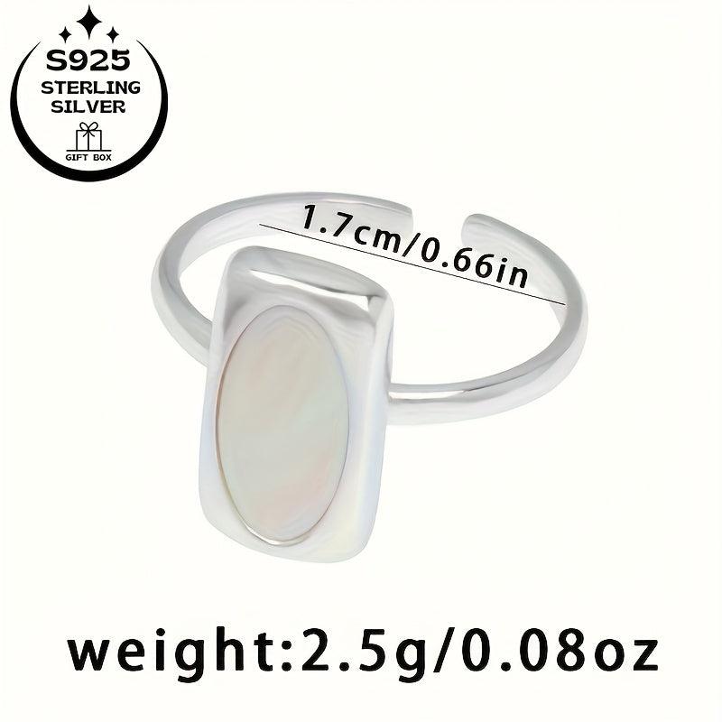 925 Silver Adjustable Ring Faux Jade Inlay Lightweight for Weddings