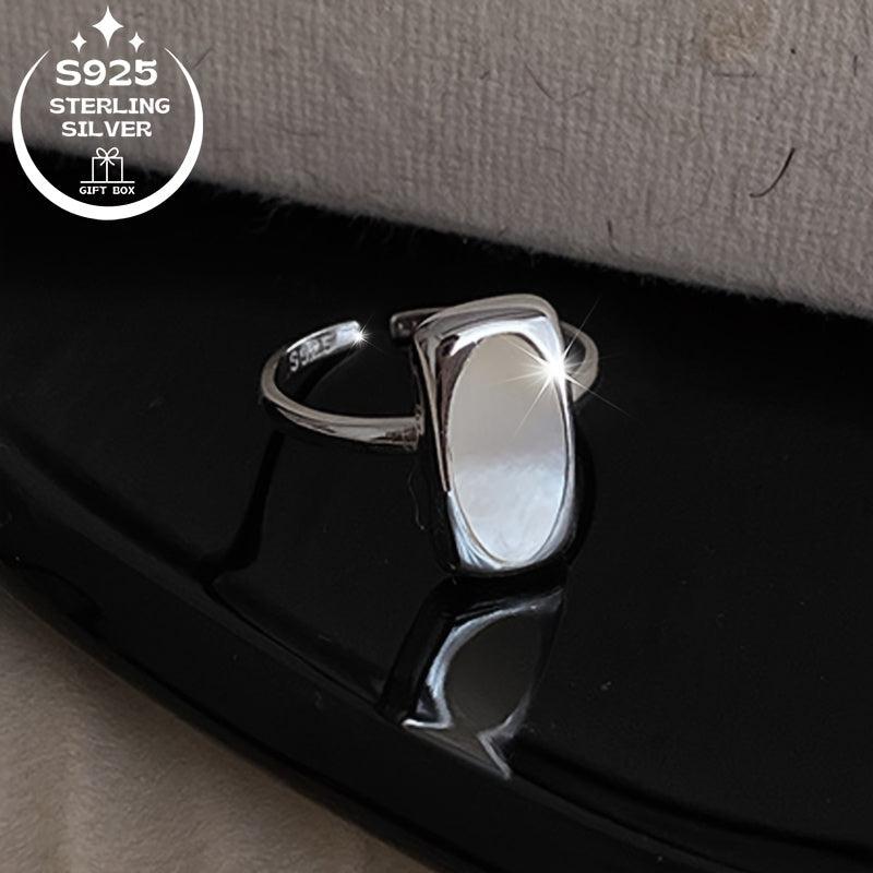 925 Silver Adjustable Ring Faux Jade Inlay Lightweight for Weddings