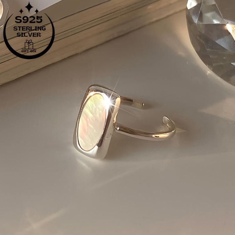 925 Silver Adjustable Ring Faux Jade Inlay Lightweight for Weddings