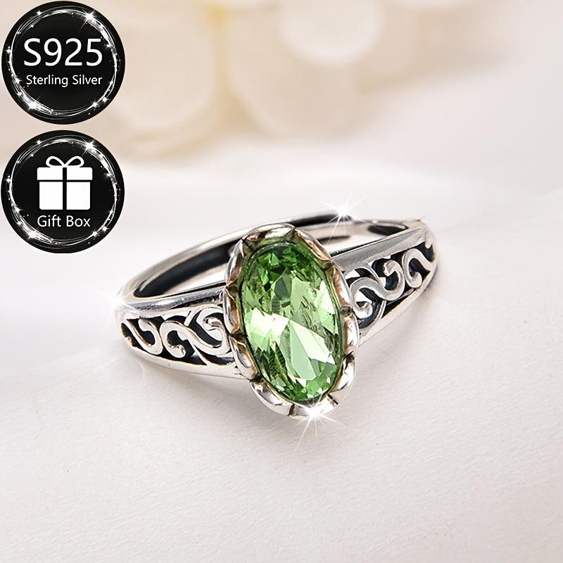 Vintage Infinity Hollow S925 Silver Zirconia Ring August Birthstone Gift