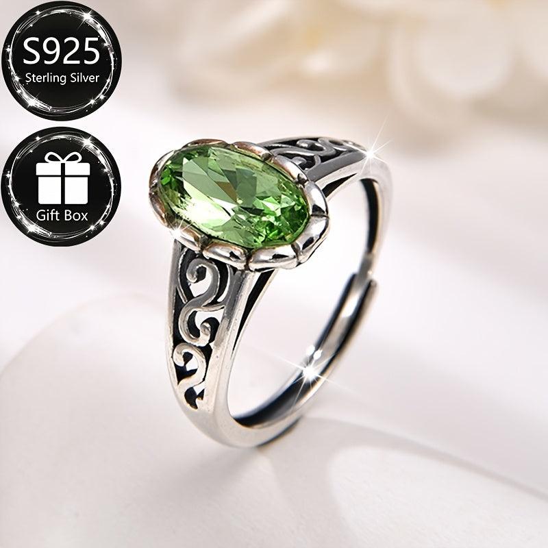 Vintage Infinity Hollow S925 Silver Zirconia Ring August Birthstone Gift
