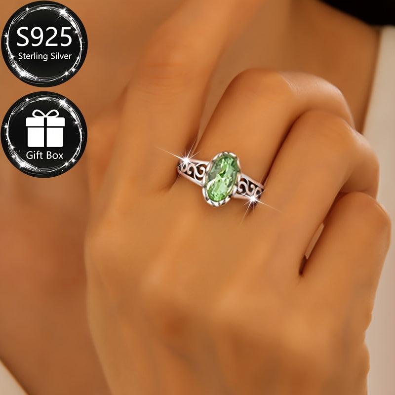 Vintage Infinity Hollow S925 Silver Zirconia Ring August Birthstone Gift