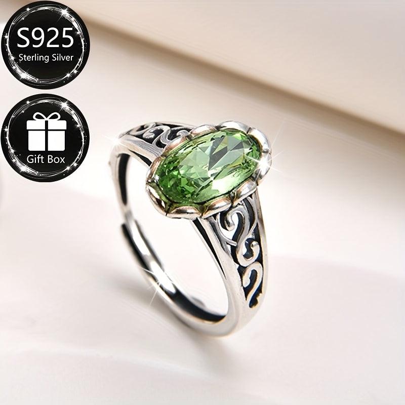 Vintage Infinity Hollow S925 Silver Zirconia Ring August Birthstone Gift