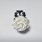 Adjustable Gothic Metal Rose Ring with Red Resin - Everyday Wearable Gift