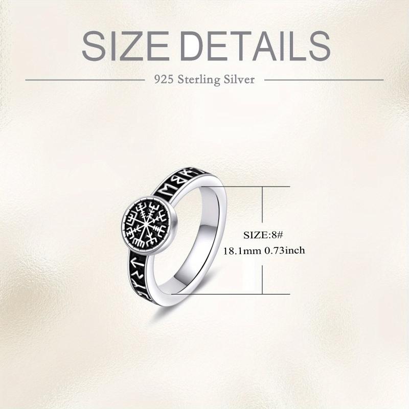 S925 Sterling Silver Viking Rune Ring Gothic Ring 8