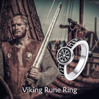 S925 Sterling Silver Viking Rune Ring Gothic Ring 8