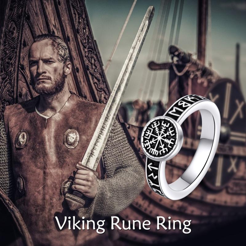 S925 Sterling Silver Viking Rune Ring Gothic Ring 8