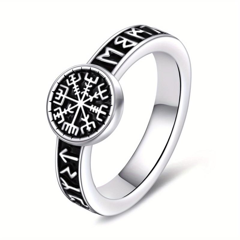 S925 Sterling Silver Viking Rune Ring Gothic Ring 8