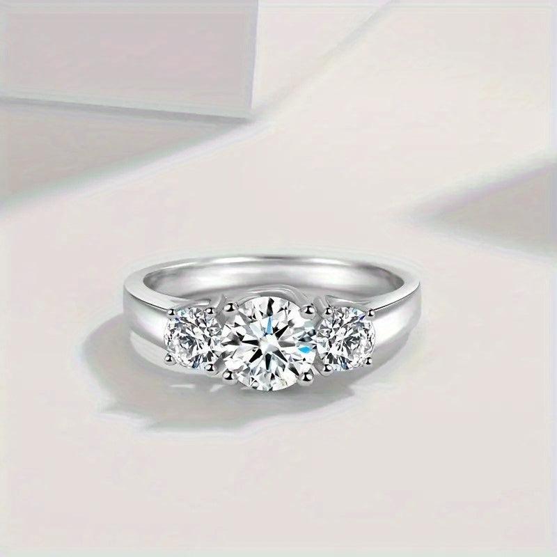 925 Sterling Silver Moissanite Engagement Ring 2ct D VVS Round Cut Wedding Ring