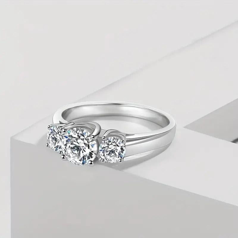 925 Sterling Silver Moissanite Engagement Ring 2ct D VVS Round Cut Wedding Ring