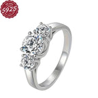 925 Sterling Silver Moissanite Engagement Ring 2ct D VVS Round Cut Wedding Ring