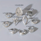 10pcs Star & Hollow Alloy Ring Set for Parties Proms