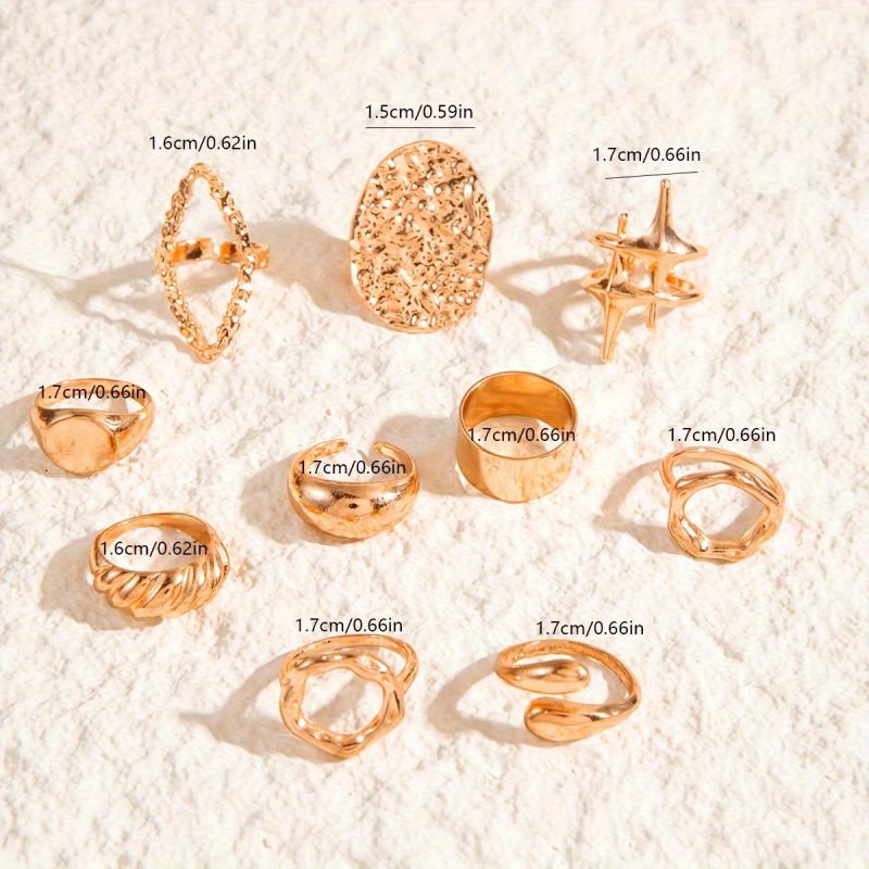 10pcs Star & Hollow Alloy Ring Set for Parties Proms