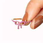 READKISS Bow Ring with Zirconia Stones Golden Plated April Birthstone Jewelry