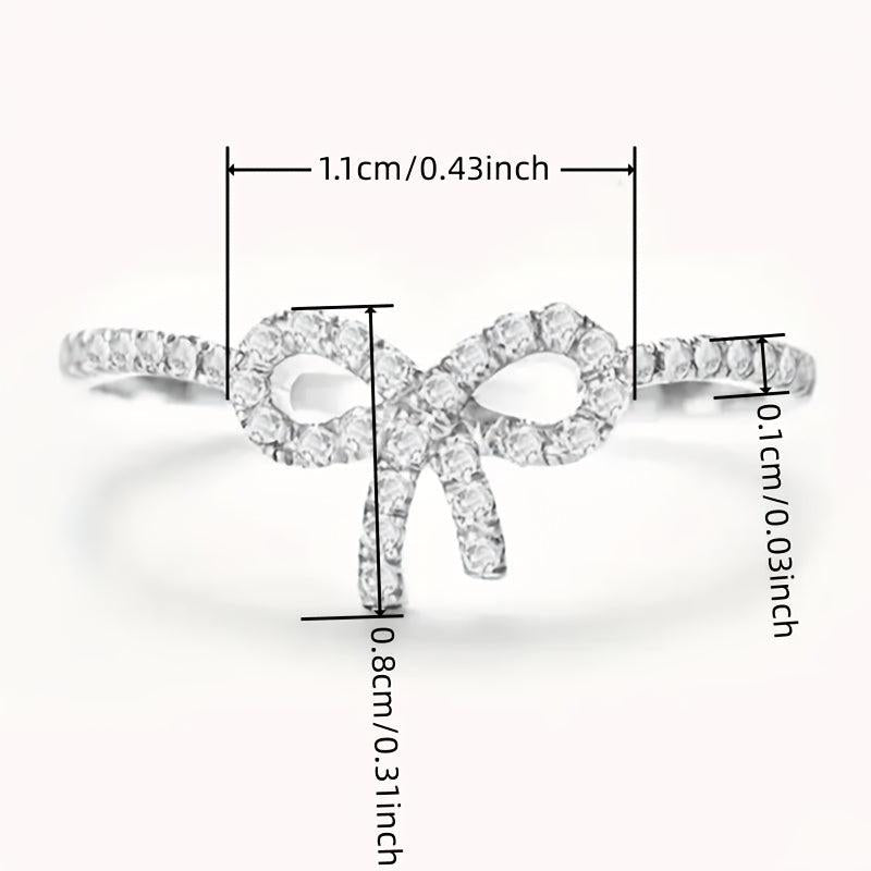 READKISS Bow Ring with Zirconia Stones Golden Plated April Birthstone Jewelry