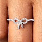 READKISS Bow Ring with Zirconia Stones Golden Plated April Birthstone Jewelry