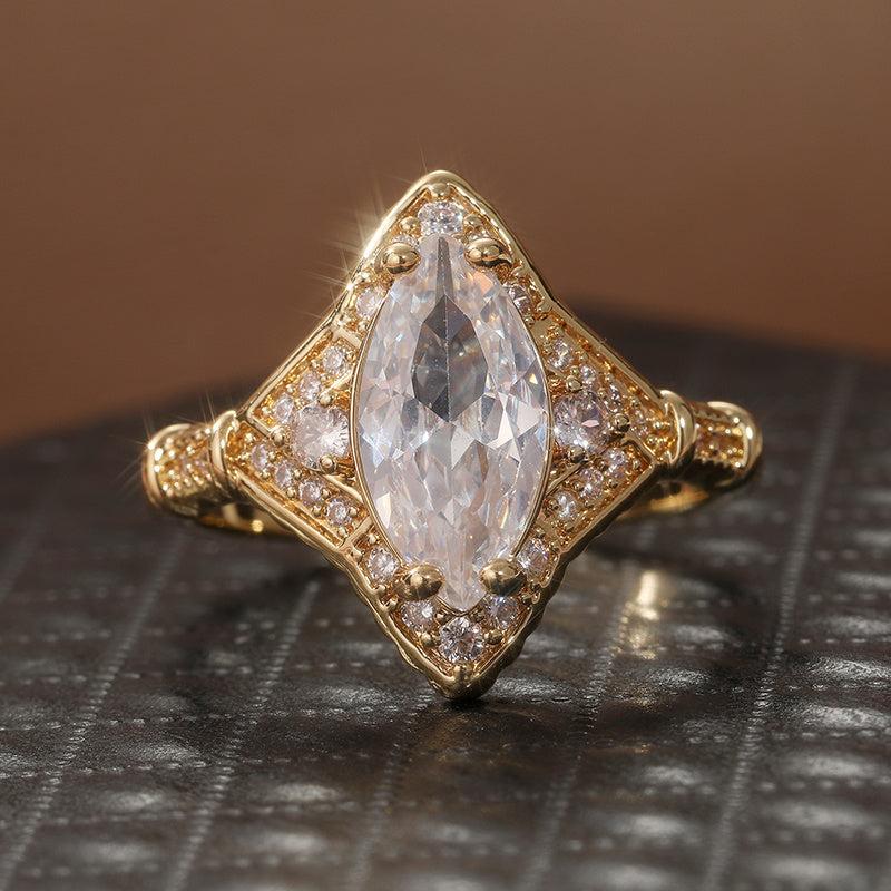 Vintage Water Droplet Zirconia Ring for Women