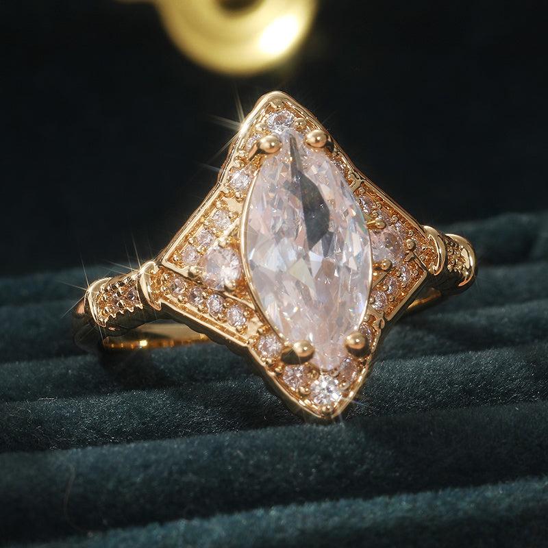 Vintage Water Droplet Zirconia Ring for Women