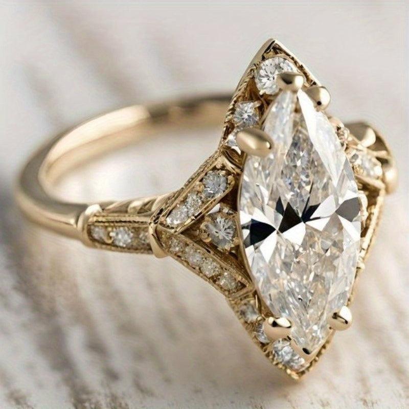 Vintage Water Droplet Zirconia Ring for Women