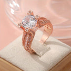 Rose Gold Engagement Ring with Zirconia Stones
