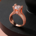 Rose Gold Engagement Ring with Zirconia Stones